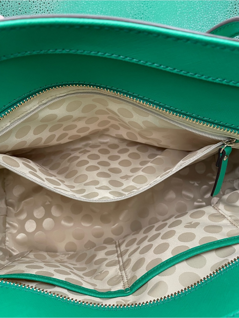 Kate Spade NY Green Structured Leather Shoulder Tote Bag - Picture 9 of 14